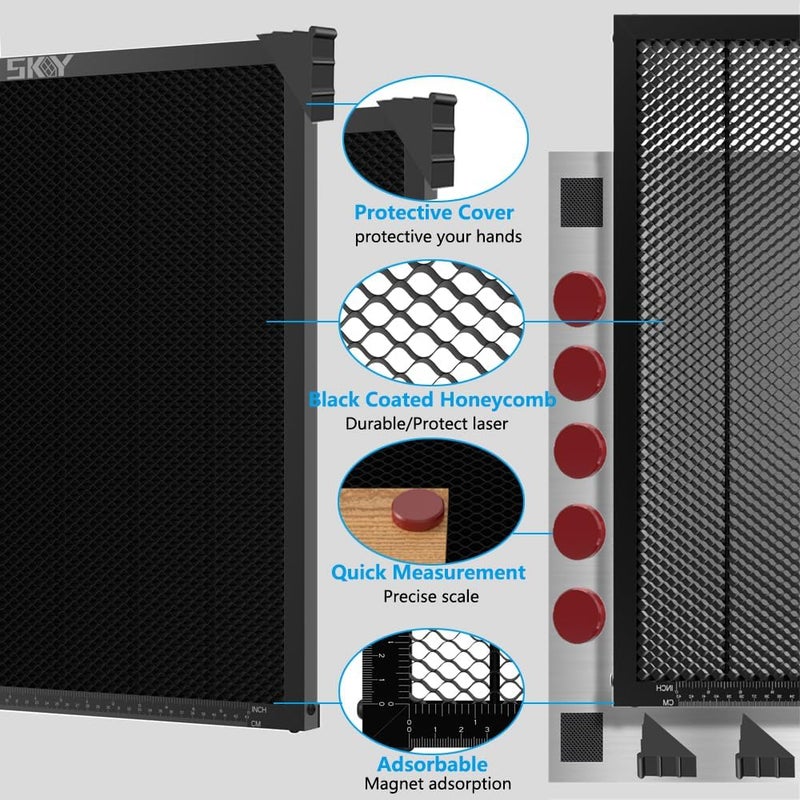 Skouphy Upgraded Oxide Coating Honeycomb Laser Bed 400x400mm Honeycomb Work Table with Fixed Magnets for Most Laser Engraving Machines Fast Heat Dissipation and Smoke Elimination - Image 5